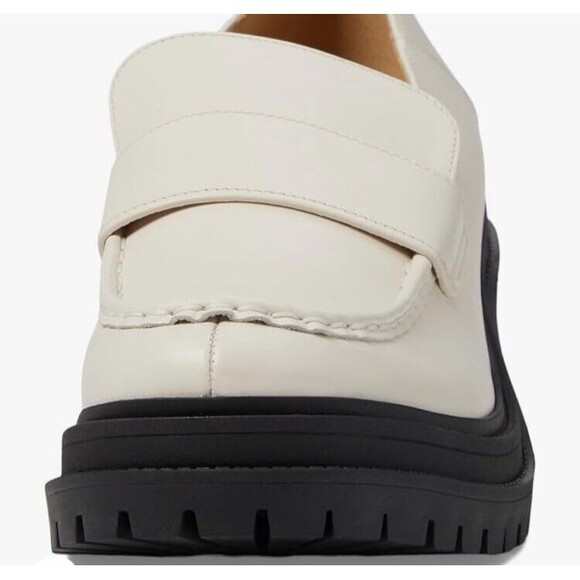 Michael Kors Rocco Block Heeled Loafer Leather LT Cream 9.5 - Picture 3 of 7